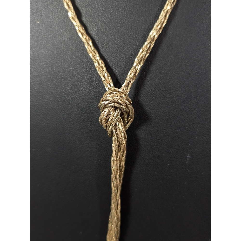 Gold‎ Tone Multi Strand Knot Lariat Y Drop Necklace 24" Retro Statement